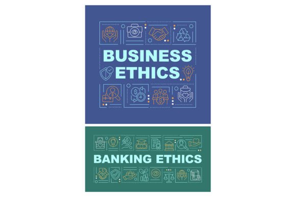 Ethics Word Concept Banner Set for Graphics and Infographics