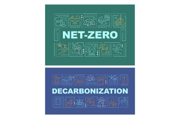 Net Zero Word Concepts Banner Set for Graphic Templates